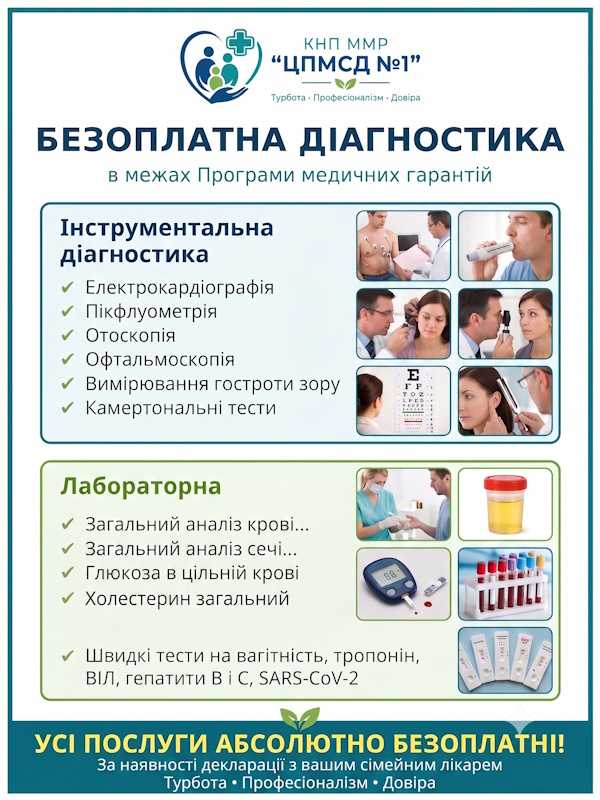 БЕЗОПЛАТНА ІНСТРУМЕНТАЛЬНА ТА ЛАБОРАТОРНА ДІАГНОСТИКА: ЩО ДОСТУПНО ПАЦІЄНТАМ